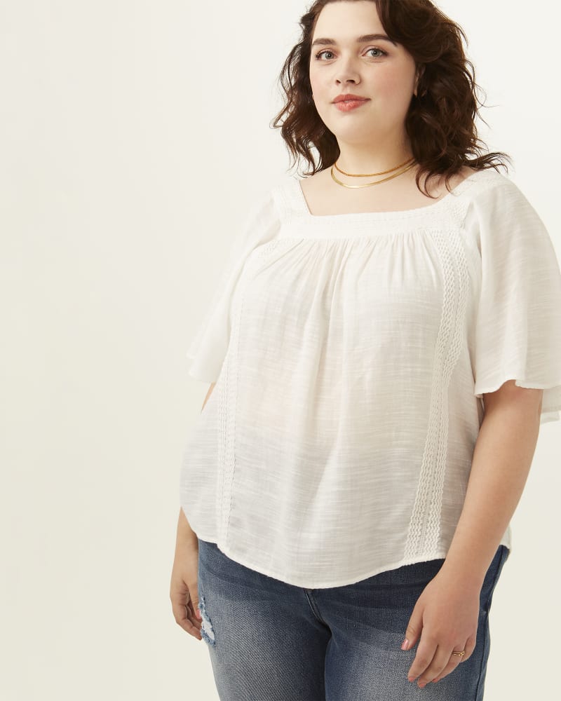 Front of plus size Zoey Crochet Detailed Top by Philosophy | Dia&Co | dia_product_style_image_id:202263